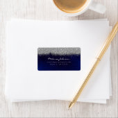 Silver Sparkly Glitter Blue Navy Velvet Etiket (Insitu)