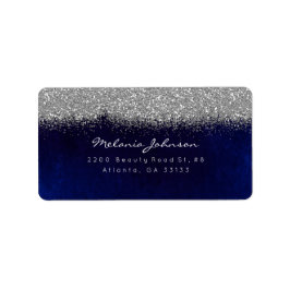 Silver Sparkly Glitter Blue Navy Velvet Etiket