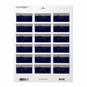 Silver Sparkly Glitter Blue Navy Velvet Etiket (Full Sheet)