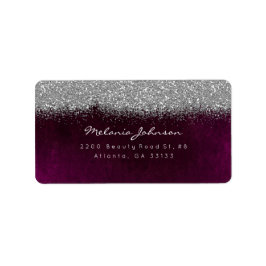 Silver Sparkly Glitter Burgunde Velvet Etiket