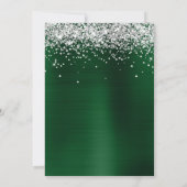 Silver Sparkly Glitter Dark Green Ombre-Folie Save The Date (Achterkant)