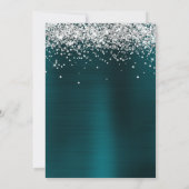 Silver Sparkly Glitter Dark Turquoise Ombre Folie Save The Date (Achterkant)