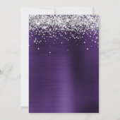 Silver Sparkly Glitter Dark Violet Ombre Folie Save The Date (Achterkant)