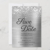 Silver Sparkly Glitter en Ombre Folie Save The Date (Voorkant)