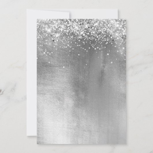 Silver Sparkly Glitter en Shiny Ombre Folie Save The Date (Achterkant)