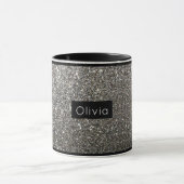 Silver Sparkly Glitter met persoonlijke naam Mok (Midden)