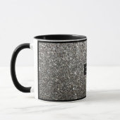 Silver Sparkly Glitter met persoonlijke naam Mok (Links)