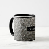 Silver Sparkly Glitter met persoonlijke naam Mok (Voorkant links)