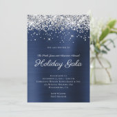 Silver Sparkly Glitter Navy Blue Folie Vakantie Kaart (Staand voorkant)