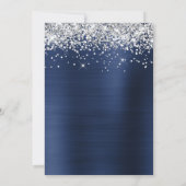 Silver Sparkly Glitter Navy Blue Folie Vakantie Kaart (Achterkant)