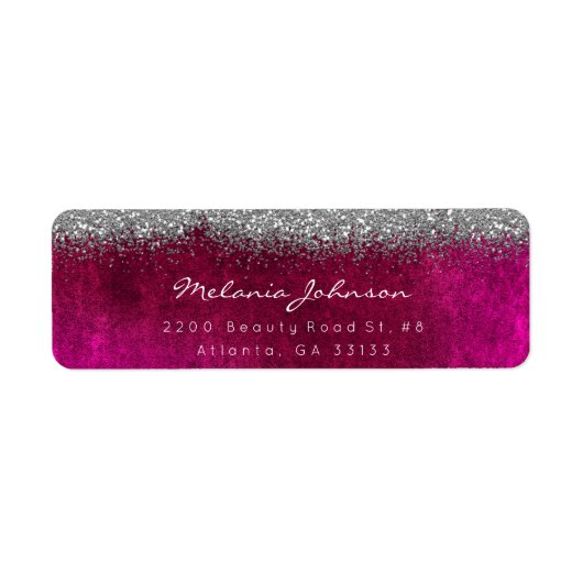 Silver Sparkly Glitter Pik Velvet Etiket (Voorkant)