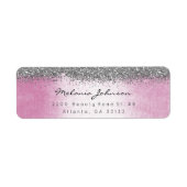 Silver Sparkly Glitter Pink Pastel Etiket (Voorkant)