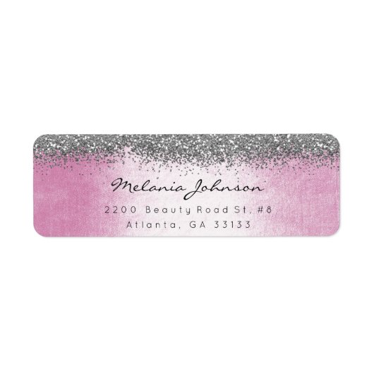 Silver Sparkly Glitter Pink Pastel Etiket (Voorkant)