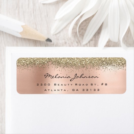 Silver Sparkly Glitter Pink Rose Gold Metallic Etiket (Insitu)