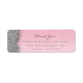 Silver Sparkly Glitter Pink Rose Pastel Etiket (Voorkant)
