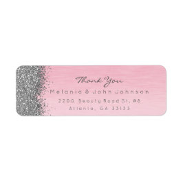 Silver Sparkly Glitter Pink Rose Pastel Etiket