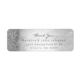 Silver Sparkly Glitter Silver Grey Hartelijk dank Etiket