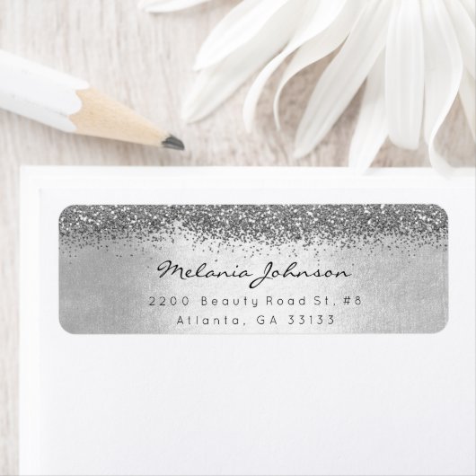 Silver Sparkly Glitter Silver Metallic Etiket (Insitu)