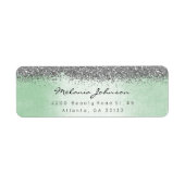 Silver Sparkly Glitter Silver Mint Green Metallic Etiket (Voorkant)
