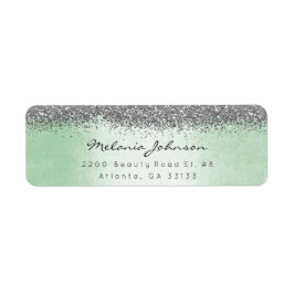 Silver Sparkly Glitter Silver Mint Green Metallic Etiket