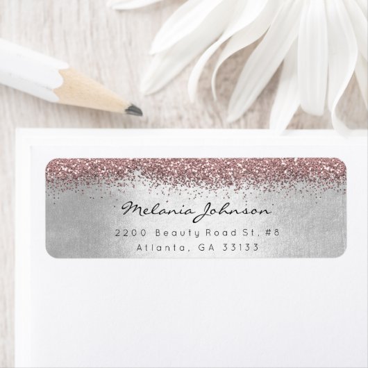 Silver Sparkly Glitter Silver Pink Blush Metallic Etiket (Insitu)