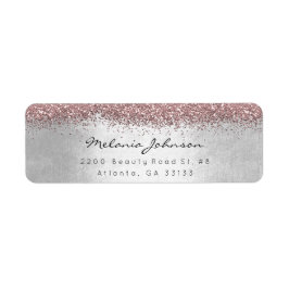 Silver Sparkly Glitter Silver Pink Blush Metallic Etiket