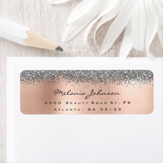 Silver Sparkly Glitter Silver Roos Gold Metallic Etiket (Insitu)