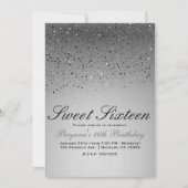 Silver Sparkly Glitter Sweet 16 Birthday Party Kaart (Voorkant)