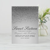 Silver Sparkly Glitter Sweet 16 Birthday Party Kaart (Staand voorkant)
