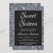 Silver Sparkly Glitter Sweet 16 Verjaardag Kaart (Voorkant / Achterkant)