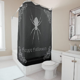 Silver Spider Halloween Douchegordijn