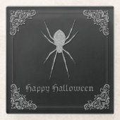 Silver Spider Halloween Glazen Onderzetter (Voorkant)