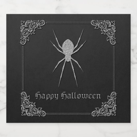 Silver Spider Halloween Likeurfles Etiket (Enkel label)