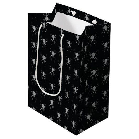 Silver Spider Halloween Medium Cadeauzakje (Voorkant Gekanteld)