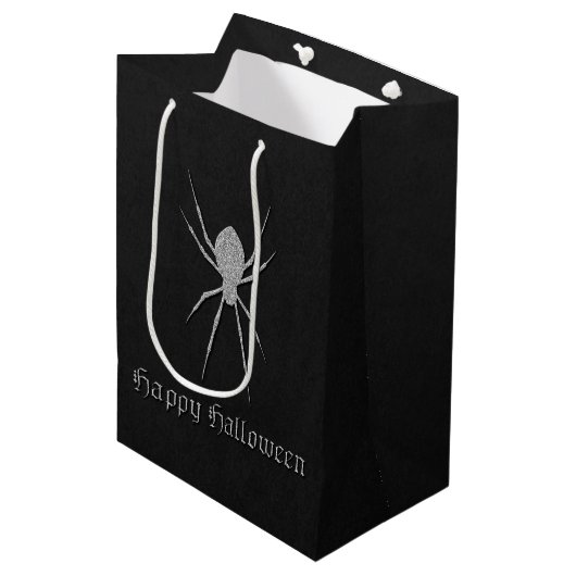Silver Spider Halloween Medium Cadeauzakje (Voorkant Gekanteld)