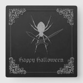 Silver Spider Halloween Vierkante Klok (Voorkant)