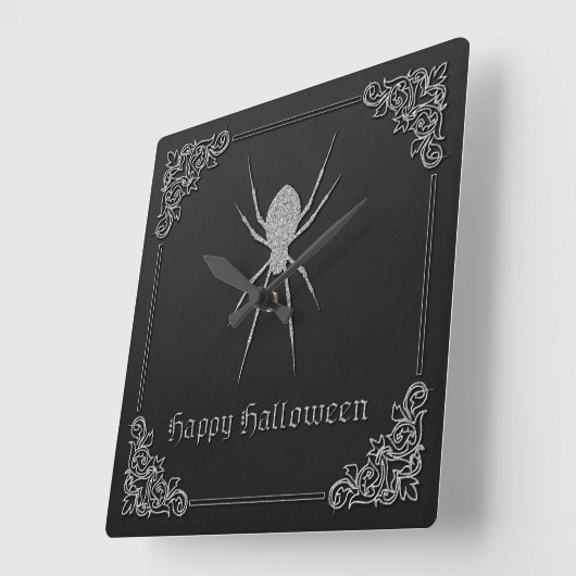 Silver Spider Halloween Vierkante Klok (Hoek)