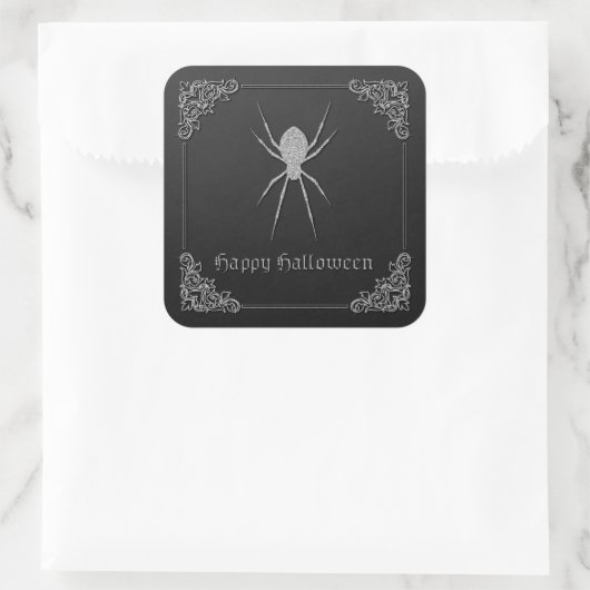 Silver Spider Halloween Vierkante Sticker (Tas)