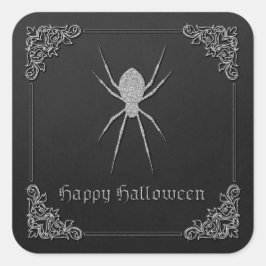 Silver Spider Halloween Vierkante Sticker