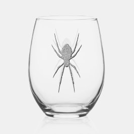 Silver Spider Halloween Wijnglas Zonder Voet