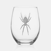 Silver Spider Halloween Wijnglas Zonder Voet (Achterkant)