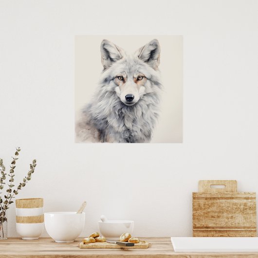 Silver Spirit Animal Fox Poster (Keuken)