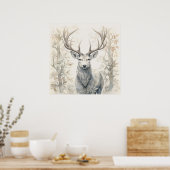 Silver Spirit Animal Stag Poster (Keuken)