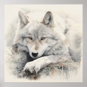 Silver Spirit Animal Wolf Poster (Voorkant)