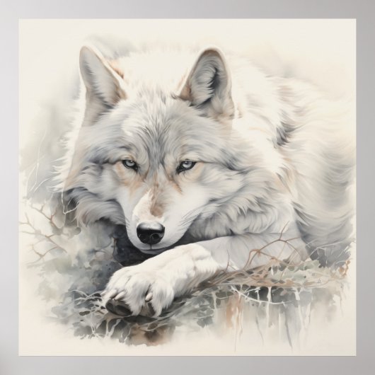 Silver Spirit Animal Wolf Poster (Voorkant)