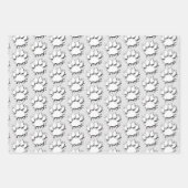 Silver Splatter Dog Paw-tekenpatroon Inpakpapier Vel (Voorkant 3)