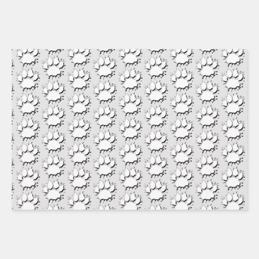 Silver Splatter Dog Paw-tekenpatroon Inpakpapier Vel (Voorkant 2)