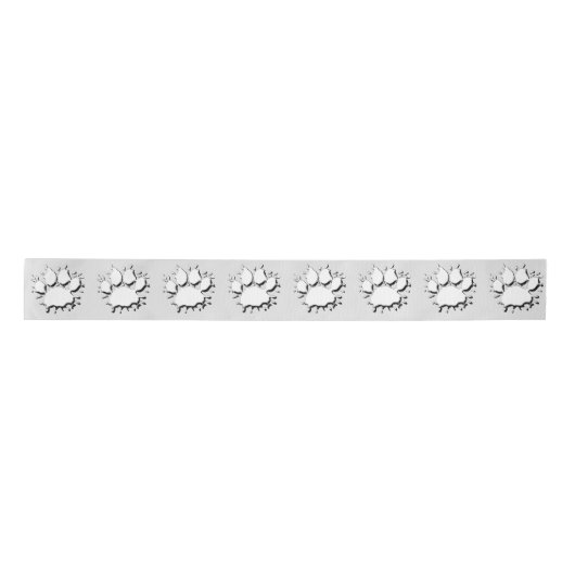 Silver Splatter Dog Paw-tekenpatroon Satijnen Lint (Voorkant)