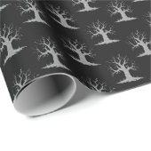 Silver Spooky Tree Halloween Cadeaupapier (Rol Hoek)