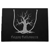 Silver Spooky Tree Halloween Groot Cadeauzakje (Voorkant)